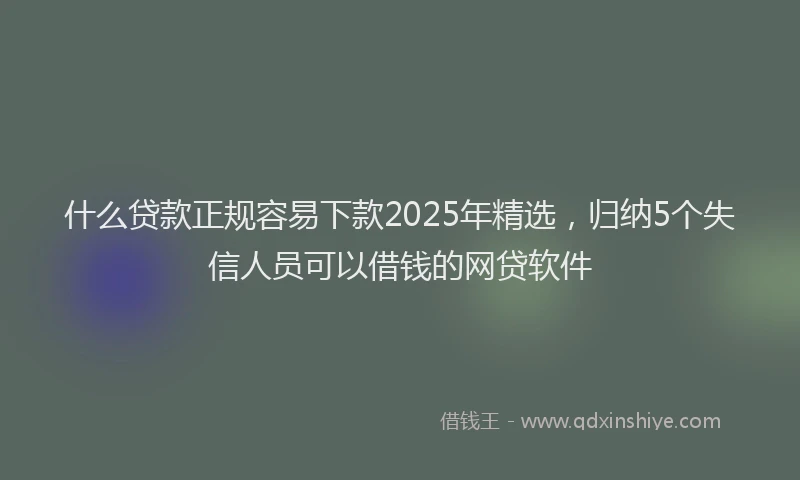 什么贷款正规容易下款2025年精选，归纳5个失信人员可以借钱的网贷软件