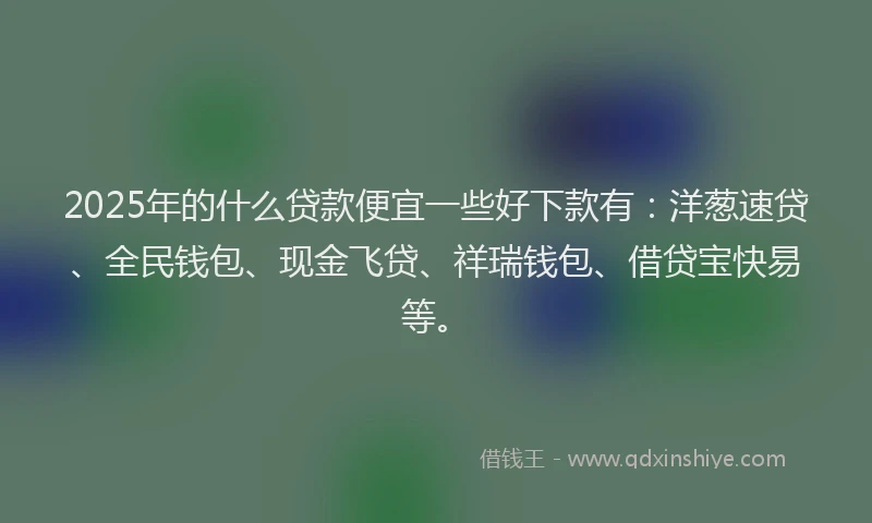 2025年的什么贷款便宜一些好下款有：洋葱速贷、全民钱包、现金飞贷、祥瑞钱包、借贷宝快易等。
