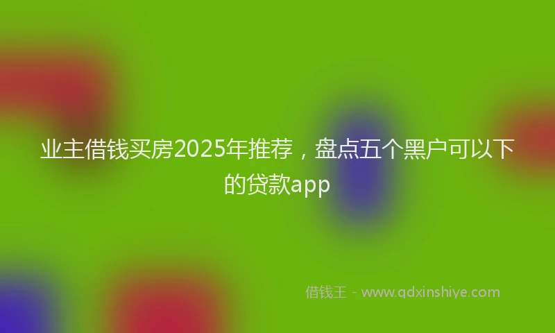 业主借钱买房2025年推荐，盘点五个黑户可以下的贷款app
