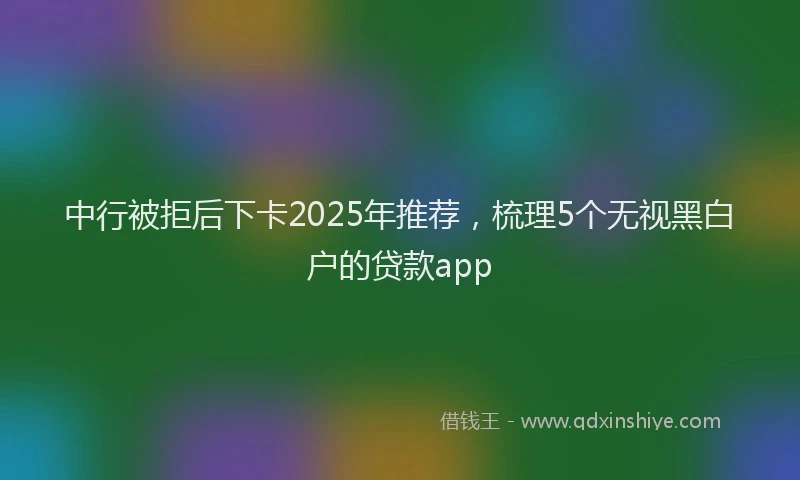 中行被拒后下卡2025年推荐，梳理5个无视黑白户的贷款app