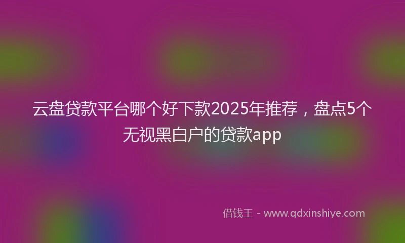 云盘贷款平台哪个好下款2025年推荐，盘点5个无视黑白户的贷款app