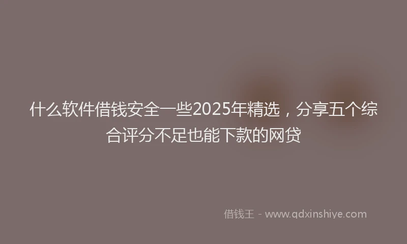 什么软件借钱安全一些2025年精选，分享五个综合评分不足也能下款的网贷