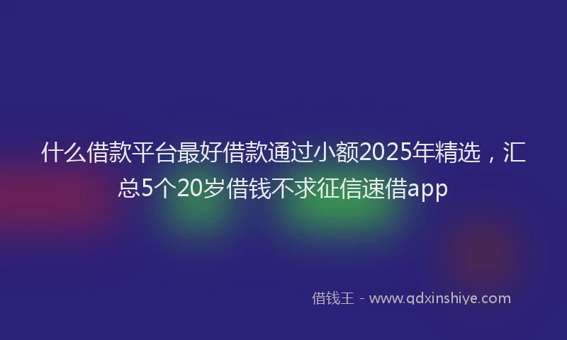 什么借款平台最好借款通过小额2025年精选，汇总5个20岁借钱不求征信速借app