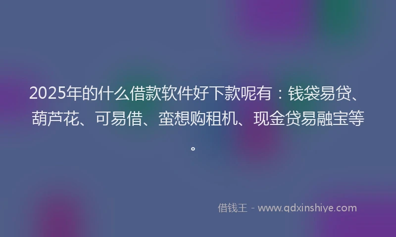 2025年的什么借款软件好下款呢有：钱袋易贷、葫芦花、可易借、蛮想购租机、现金贷易融宝等。