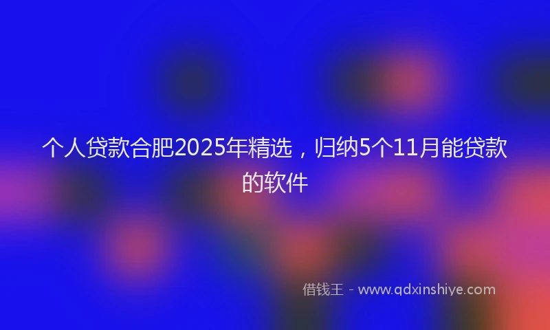 个人贷款合肥2025年精选，归纳5个11月能贷款的软件