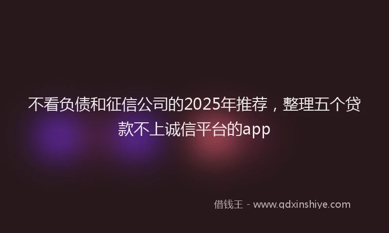 不看负债和征信公司的2025年推荐，整理五个贷款不上诚信平台的app