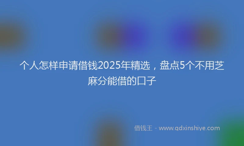 个人怎样申请借钱2025年精选，盘点5个不用芝麻分能借的口子