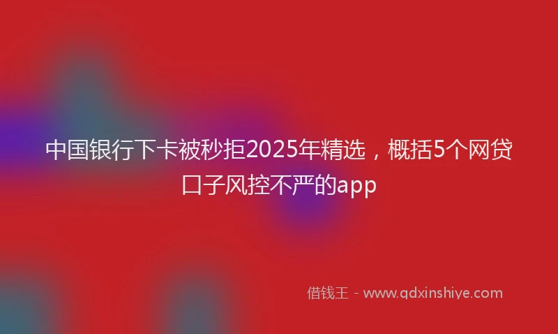 中国银行下卡被秒拒2025年精选，概括5个网贷口子风控不严的app