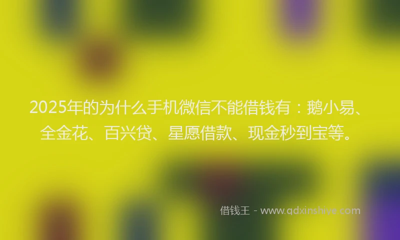 2025年的为什么手机微信不能借钱有：鹅小易、全金花、百兴贷、星愿借款、现金秒到宝等。
