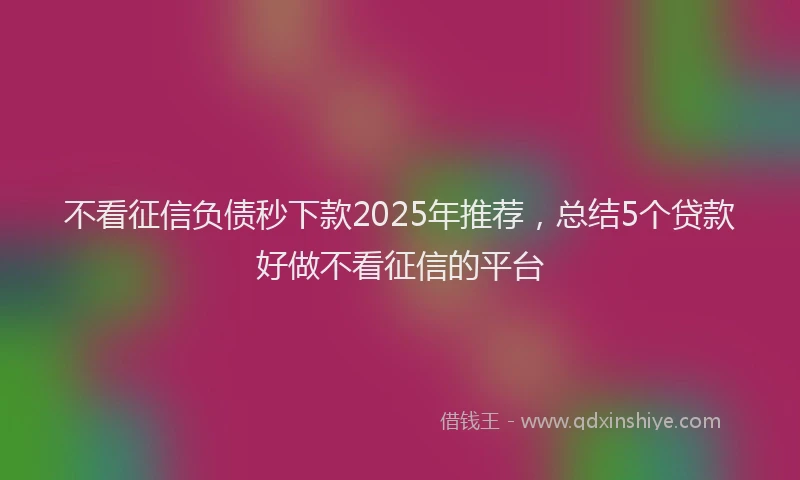 不看征信负债秒下款2025年推荐，总结5个贷款好做不看征信的平台