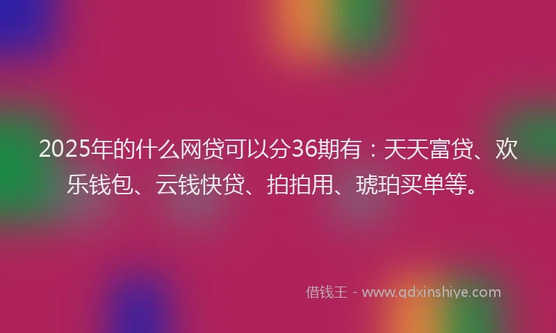 2025年的什么网贷可以分36期有：天天富贷、欢乐钱包、云钱快贷、拍拍用、琥珀买单等。