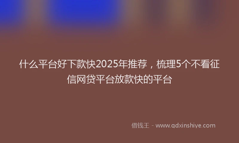 什么平台好下款快2025年推荐，梳理5个不看征信网贷平台放款快的平台