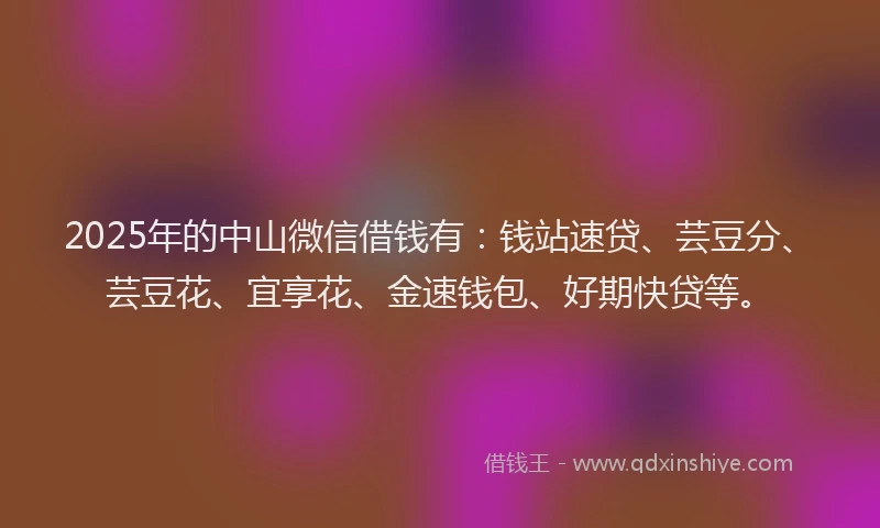 2025年的中山微信借钱有：钱站速贷、芸豆分、芸豆花、宜享花、金速钱包、好期快贷等。