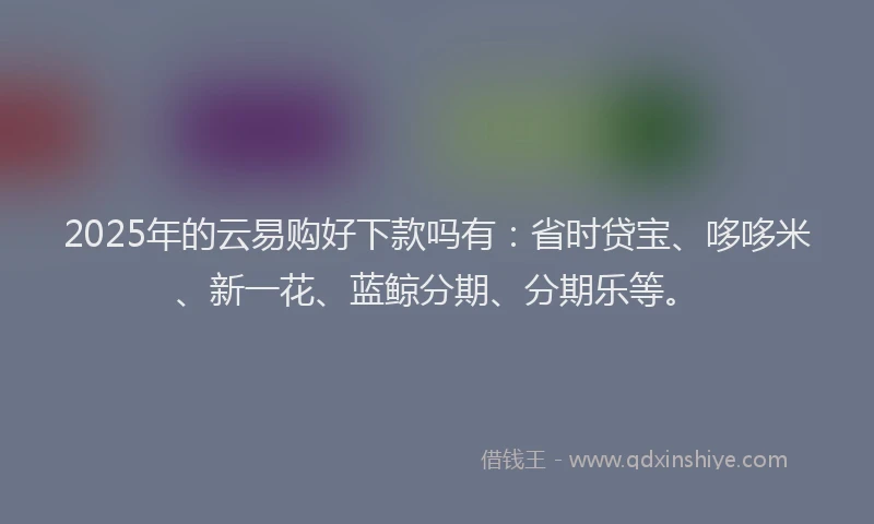 2025年的云易购好下款吗有：省时贷宝、哆哆米、新一花、蓝鲸分期、分期乐等。