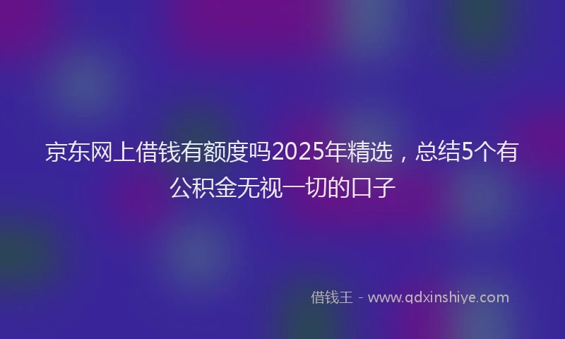 京东网上借钱有额度吗2025年精选，总结5个有公积金无视一切的口子