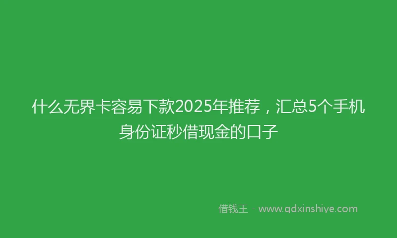 什么无界卡容易下款2025年推荐，汇总5个手机身份证秒借现金的口子