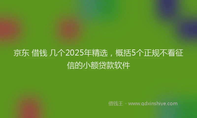 京东 借钱 几个2025年精选，概括5个正规不看征信的小额贷款软件