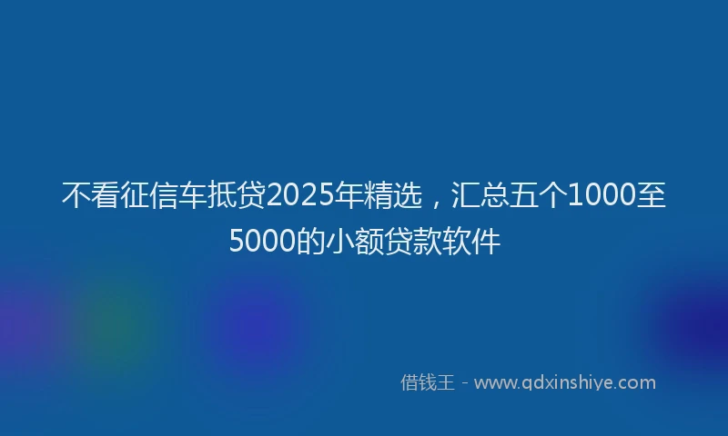 不看征信车抵贷2025年精选，汇总五个1000至5000的小额贷款软件