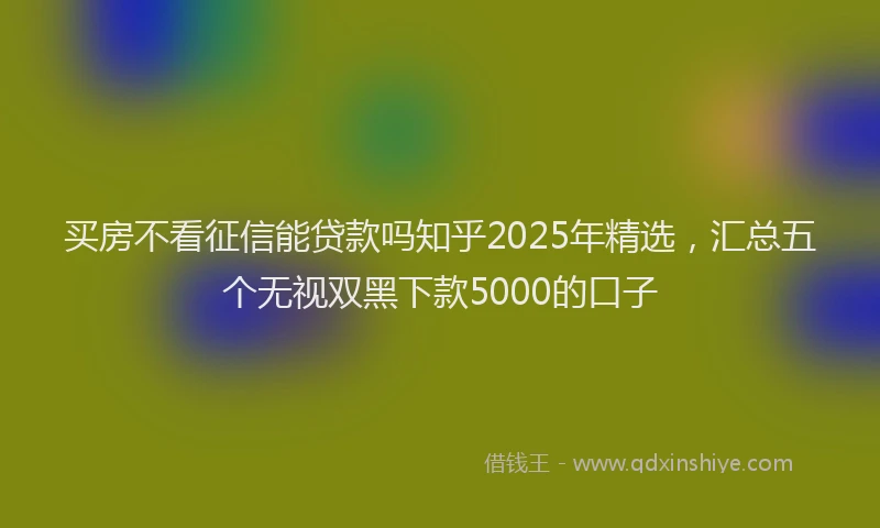 买房不看征信能贷款吗知乎2025年精选，汇总五个无视双黑下款5000的口子