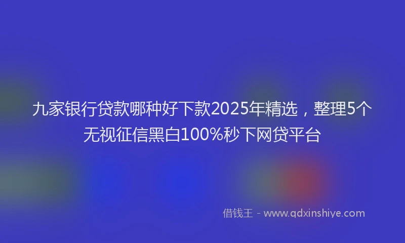 九家银行贷款哪种好下款2025年精选，整理5个无视征信黑白100%秒下网贷平台