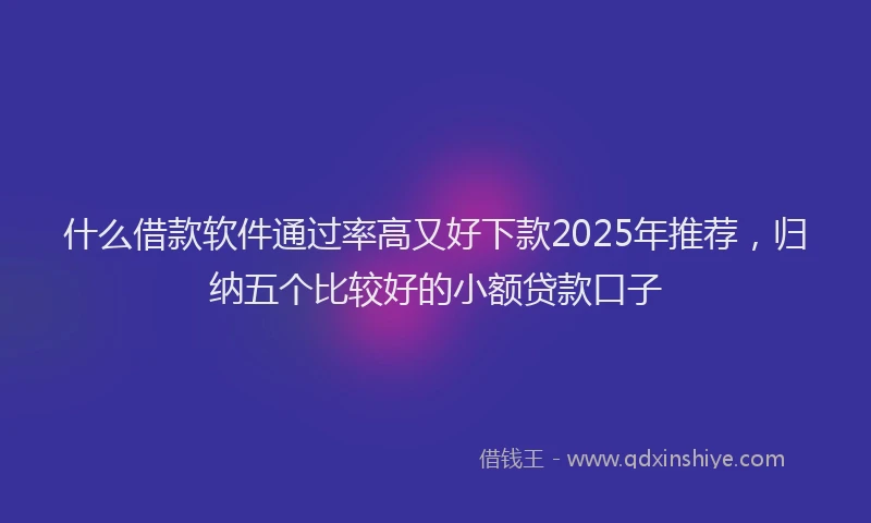 什么借款软件通过率高又好下款2025年推荐，归纳五个比较好的小额贷款口子