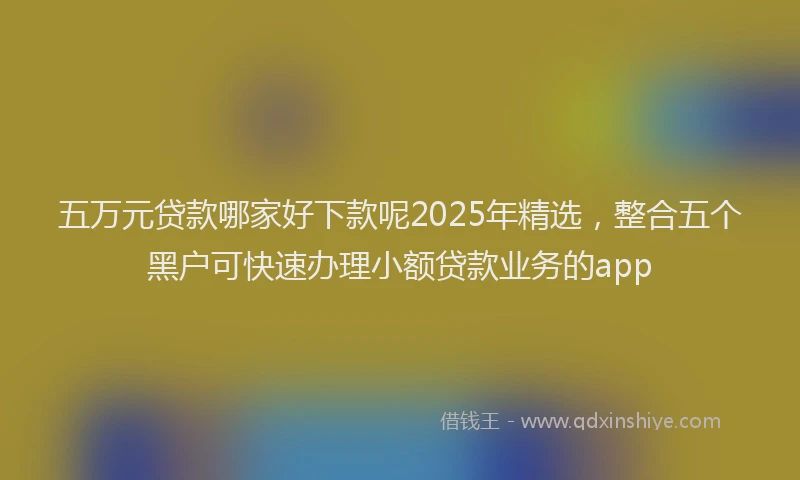 五万元贷款哪家好下款呢2025年精选，整合五个黑户可快速办理小额贷款业务的app