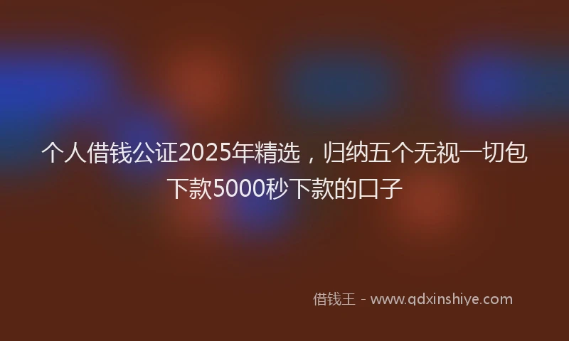 个人借钱公证2025年精选，归纳五个无视一切包下款5000秒下款的口子