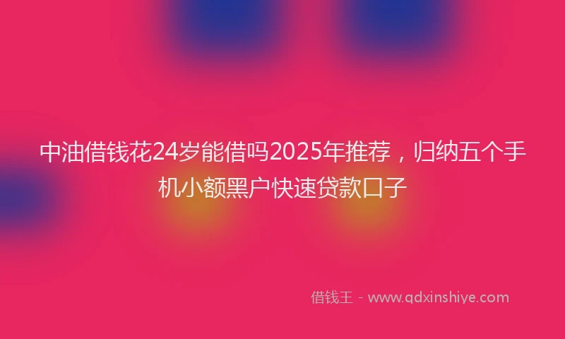 中油借钱花24岁能借吗2025年推荐，归纳五个手机小额黑户快速贷款口子