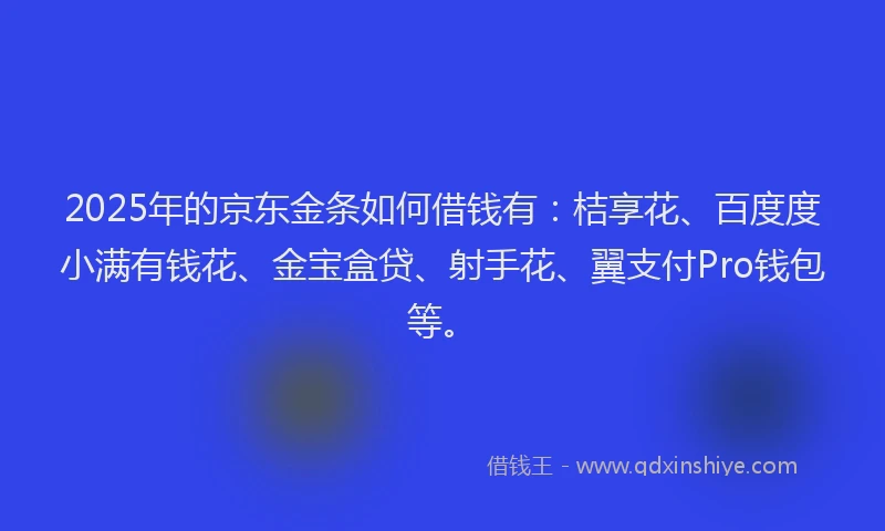 2025年的京东金条如何借钱有：桔享花、百度度小满有钱花、金宝盒贷、射手花、翼支付Pro钱包等。