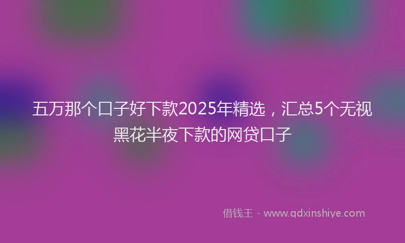 五万那个口子好下款2025年精选，汇总5个无视黑花半夜下款的网贷口子
