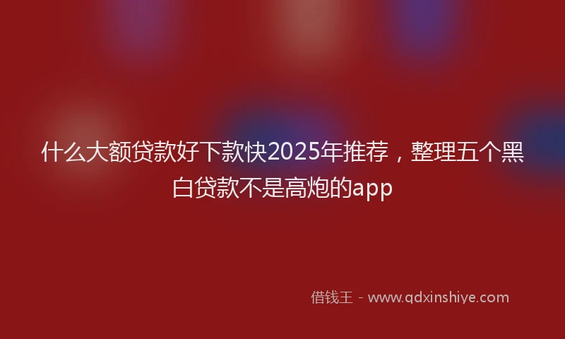 什么大额贷款好下款快2025年推荐，整理五个黑白贷款不是高炮的app