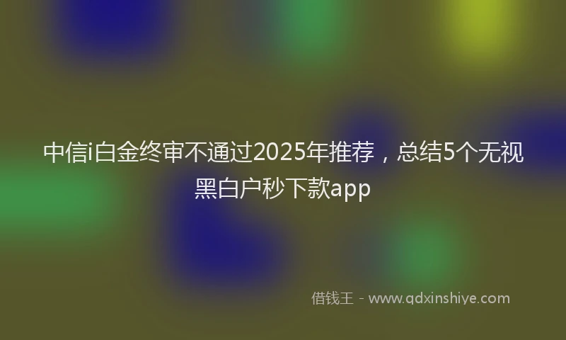 中信i白金终审不通过2025年推荐，总结5个无视黑白户秒下款app