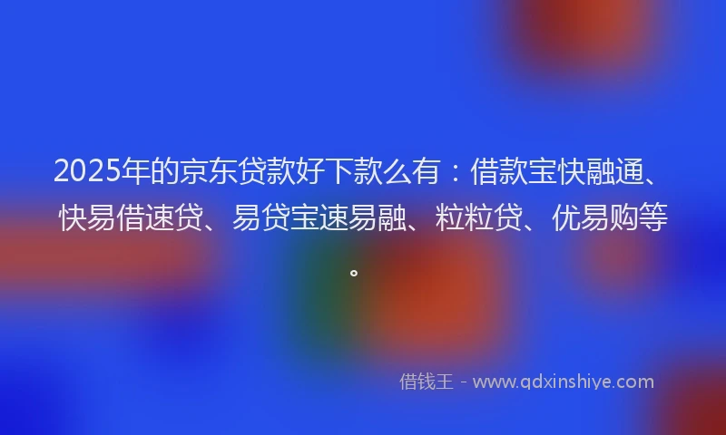 2025年的京东贷款好下款么有：借款宝快融通、快易借速贷、易贷宝速易融、粒粒贷、优易购等。