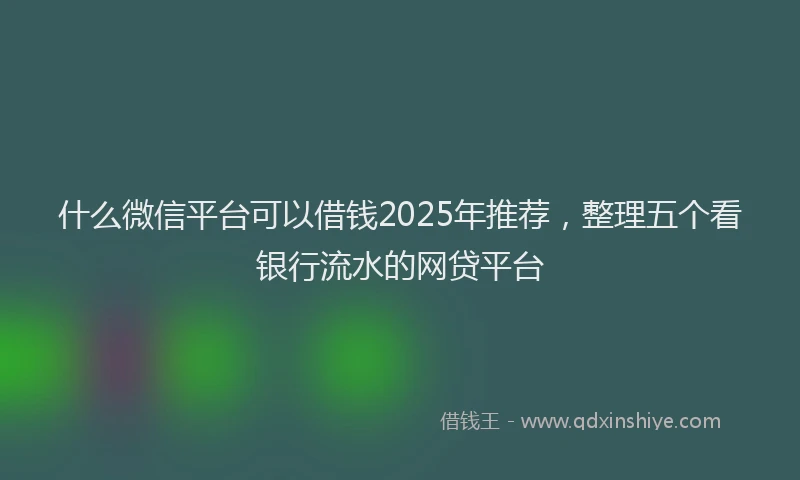 什么微信平台可以借钱2025年推荐，整理五个看银行流水的网贷平台