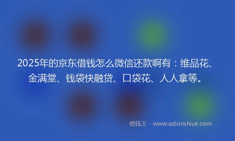 2025年的京东借钱怎么微信还款啊有：维品花、金满堂、钱袋快融贷、口袋花、人人拿等。