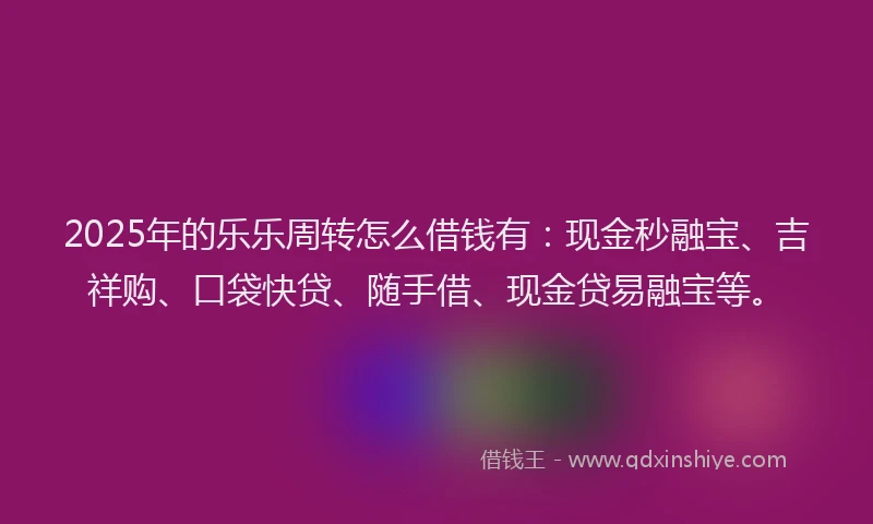 2025年的乐乐周转怎么借钱有：现金秒融宝、吉祥购、口袋快贷、随手借、现金贷易融宝等。
