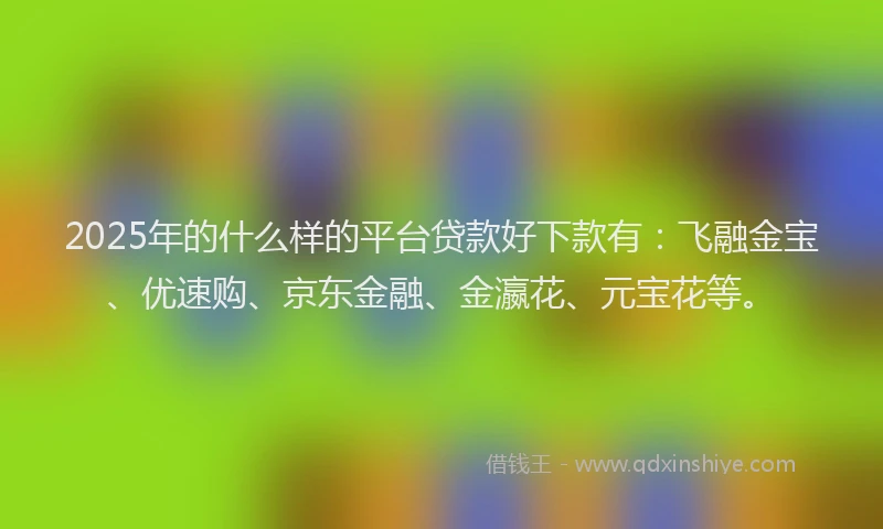 2025年的什么样的平台贷款好下款有：飞融金宝、优速购、京东金融、金瀛花、元宝花等。