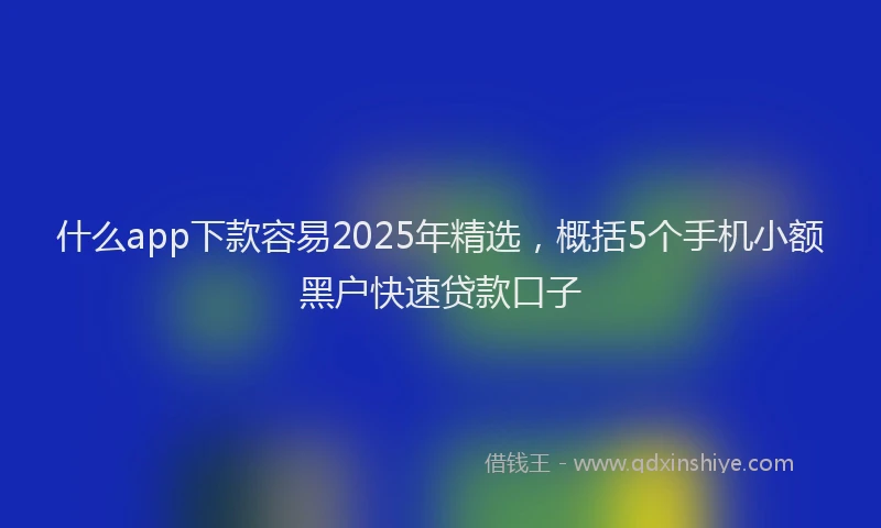 什么app下款容易2025年精选，概括5个手机小额黑户快速贷款口子