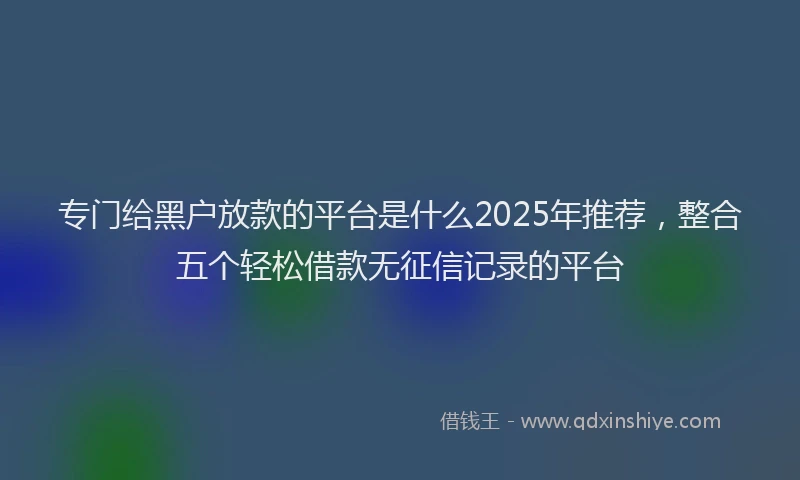 专门给黑户放款的平台是什么2025年推荐，整合五个轻松借款无征信记录的平台