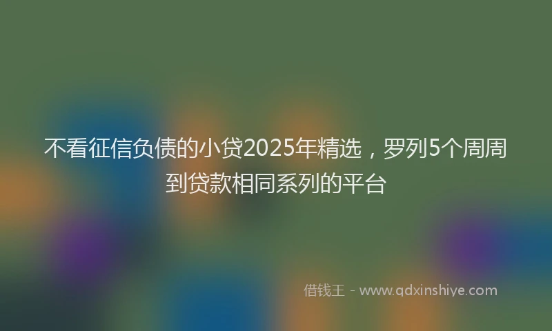 不看征信负债的小贷2025年精选，罗列5个周周到贷款相同系列的平台