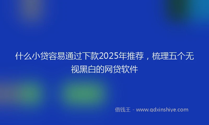 什么小贷容易通过下款2025年推荐，梳理五个无视黑白的网贷软件
