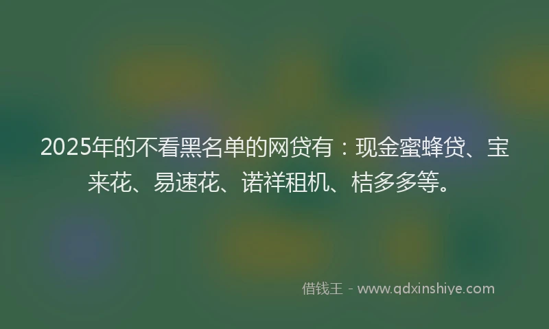 2025年的不看黑名单的网贷有：现金蜜蜂贷、宝来花、易速花、诺祥租机、桔多多等。