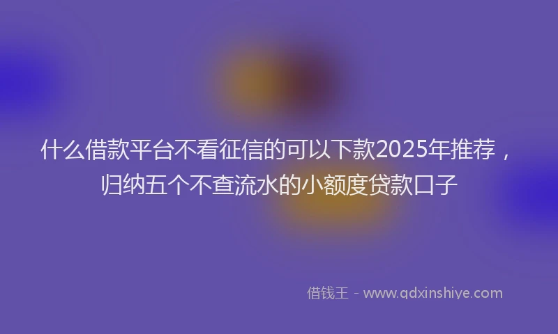 什么借款平台不看征信的可以下款2025年推荐，归纳五个不查流水的小额度贷款口子