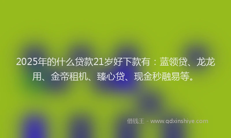 2025年的什么贷款21岁好下款有：蓝领贷、龙龙用、金帝租机、臻心贷、现金秒融易等。