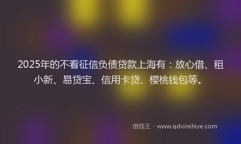 2025年的不看征信负债贷款上海有：放心借、租小新、易贷宝、信用卡贷、樱桃钱包等。