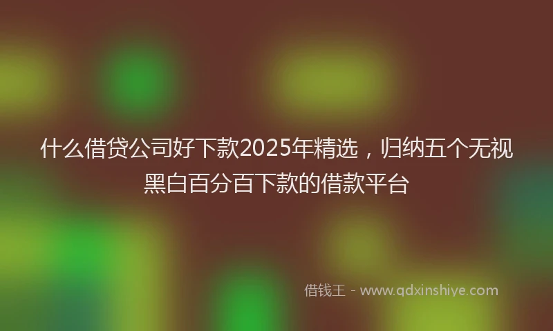 什么借贷公司好下款2025年精选，归纳五个无视黑白百分百下款的借款平台