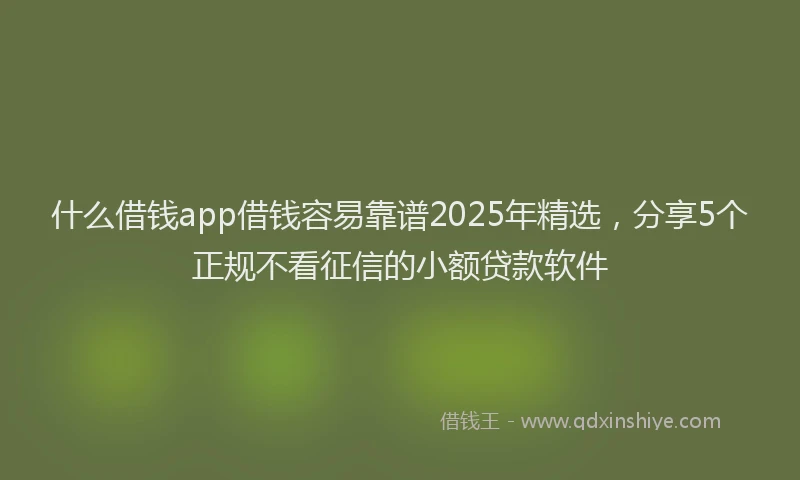 什么借钱app借钱容易靠谱2025年精选，分享5个正规不看征信的小额贷款软件