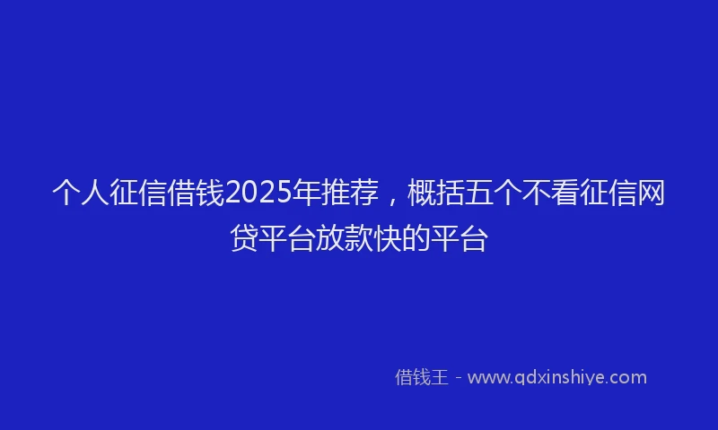 个人征信借钱2025年推荐，概括五个不看征信网贷平台放款快的平台