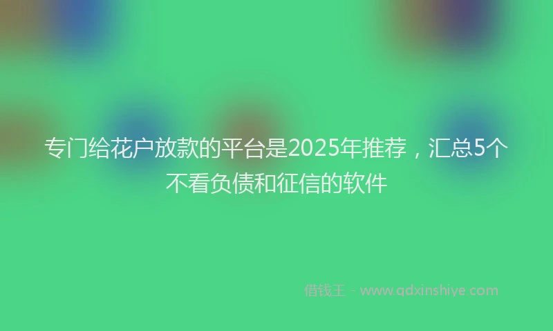 专门给花户放款的平台是2025年推荐，汇总5个不看负债和征信的软件