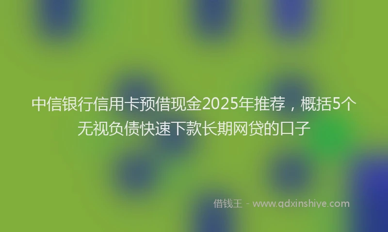 中信银行信用卡预借现金2025年推荐，概括5个无视负债快速下款长期网贷的口子